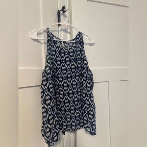 Old Navy Asymmetrical Blue and White Tank Top
